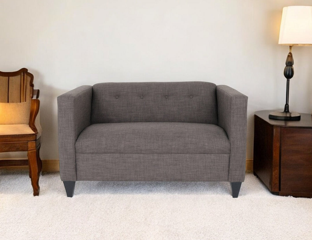 50" Charcoal And Dark Brown Loveseat