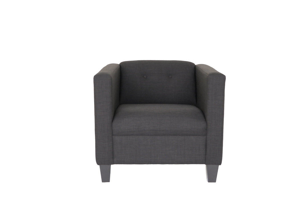 30" Dark Gray Upholstered Tufted Arm Chair