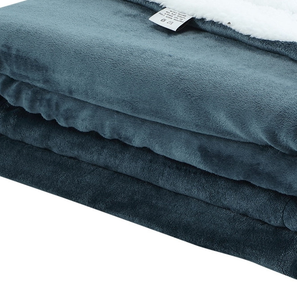 90" X 90" Navy Blue Knitted Polyester Plush Throw Blanket