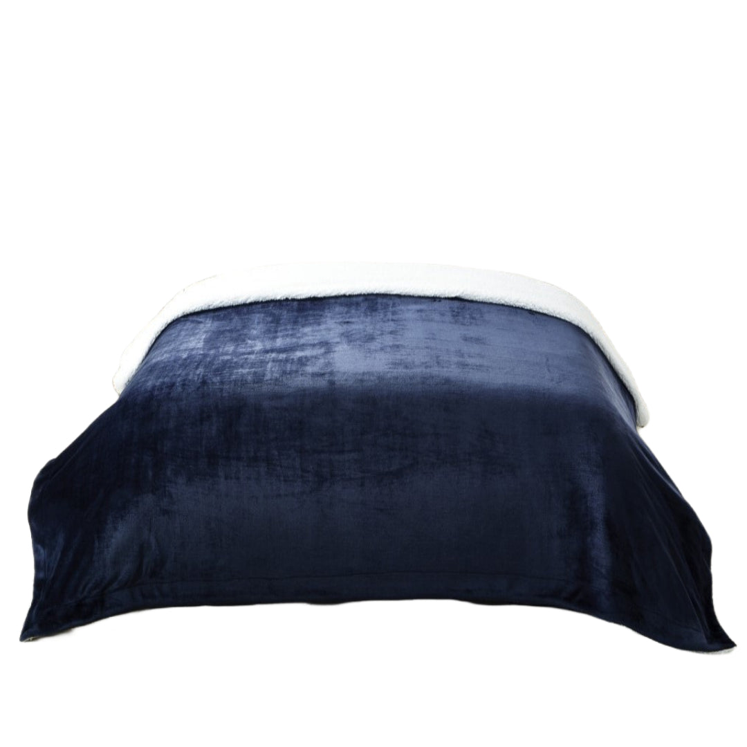 90" X 90" Navy Blue Knitted Polyester Plush Throw Blanket