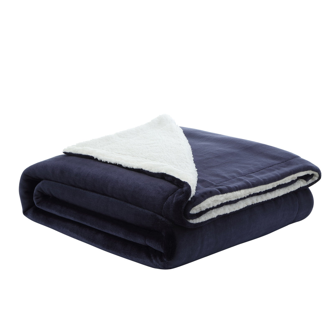 90" X 90" Navy Blue Knitted Polyester Plush Throw Blanket