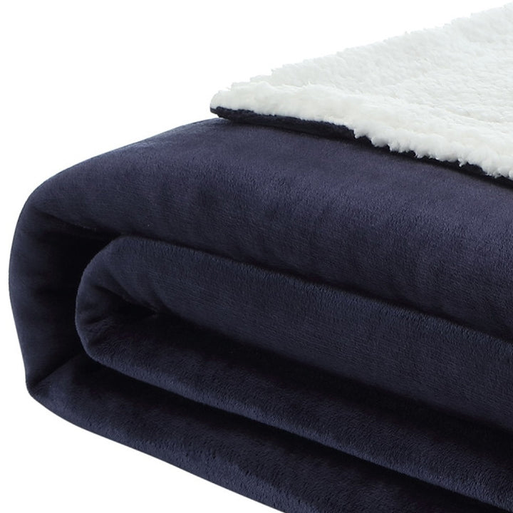 90" X 90" Navy Blue Knitted Polyester Plush Throw Blanket