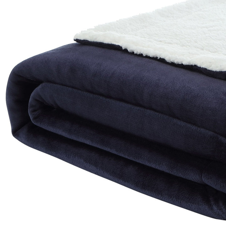 90" X 90" Navy Blue Knitted Polyester Plush Throw Blanket