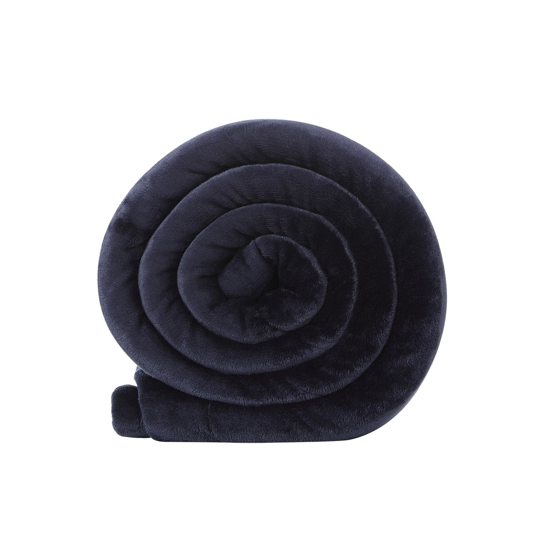 90" X 90" Navy Blue Knitted Polyester Plush Throw Blanket