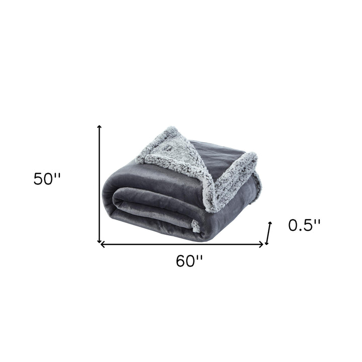 50" X 60" Light Gray Knitted Polyester Plush Throw Blanket