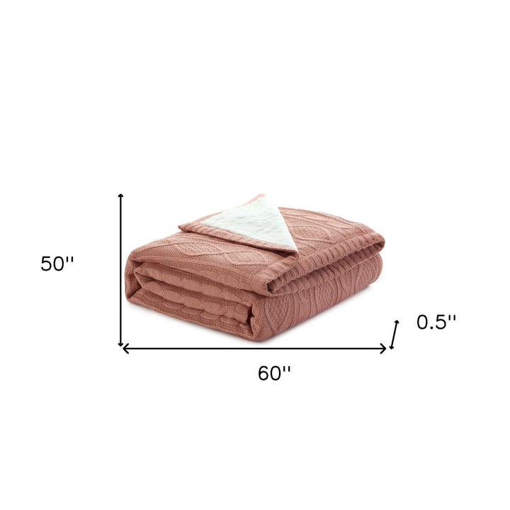 60" X 50" Cream Knitted Acrylic Throw Blanket