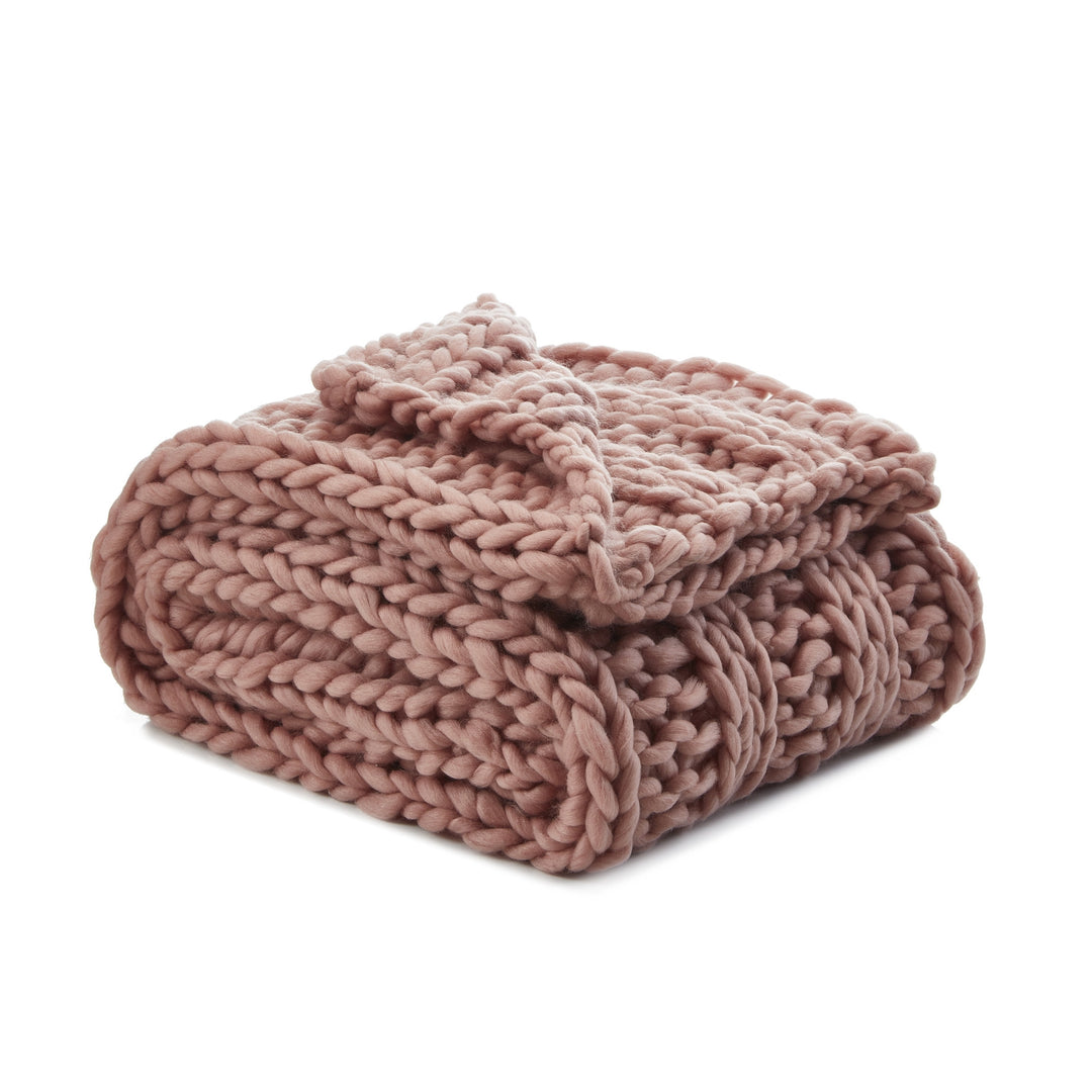 60" X 40" Blush Knitted Polyester Throw Blanket