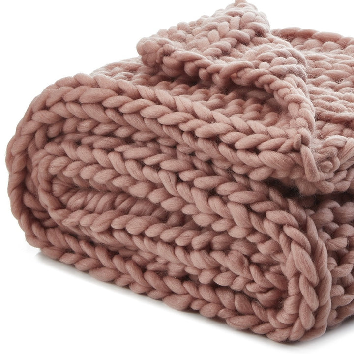 60" X 40" Blush Knitted Polyester Throw Blanket