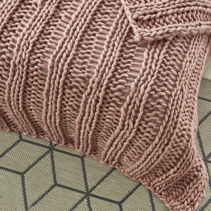 60" X 40" Blush Knitted Polyester Throw Blanket