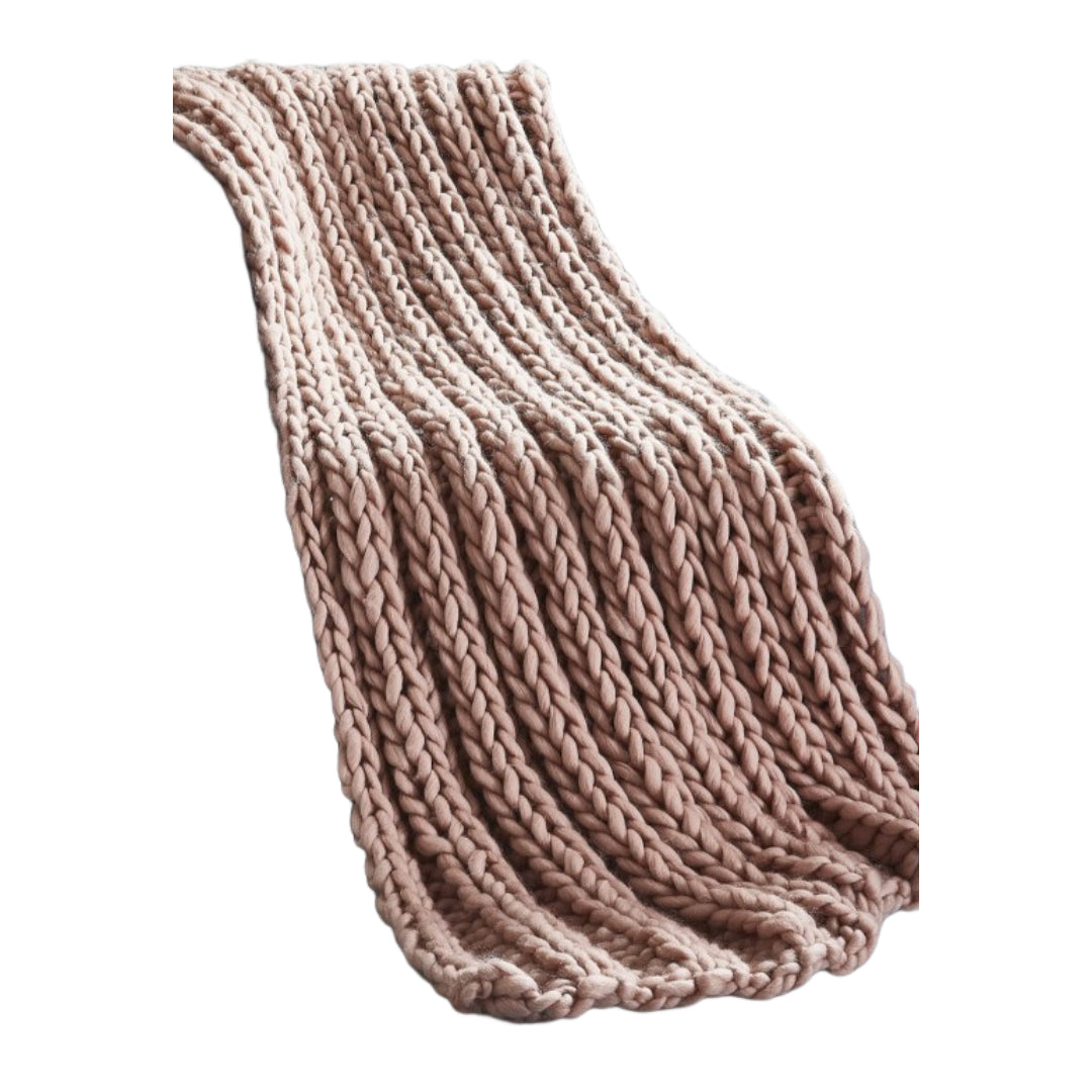 60" X 40" Blush Knitted Polyester Throw Blanket