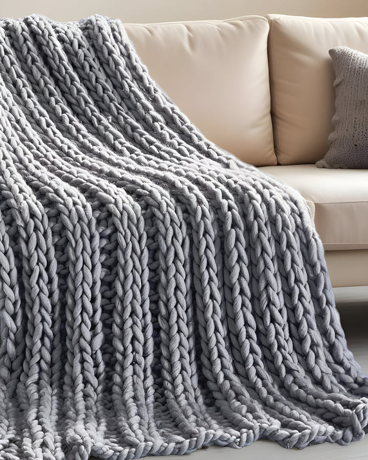 60" X 40" Blush Knitted Polyester Throw Blanket