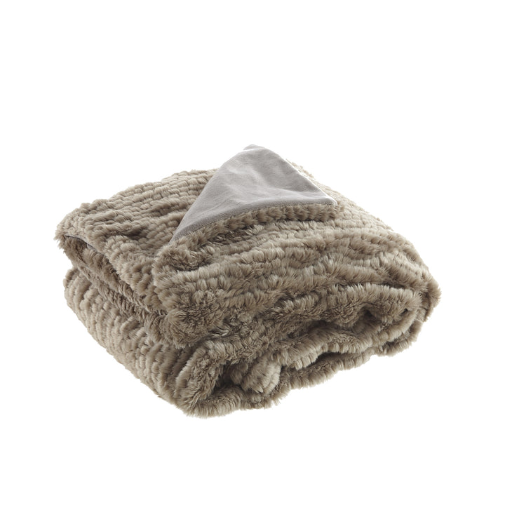 60" X 50" Gray Knitted Acrylic Plush Throw Blanket