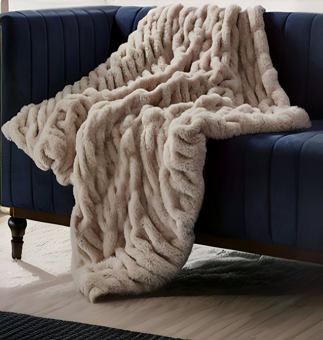 60" X 50" Blush Knitted Polyester Throw Blanket