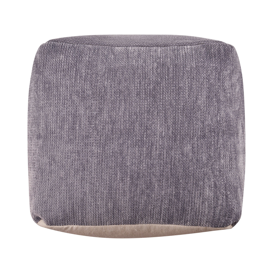 18" Gray Chenille Cube Pouf Ottoman