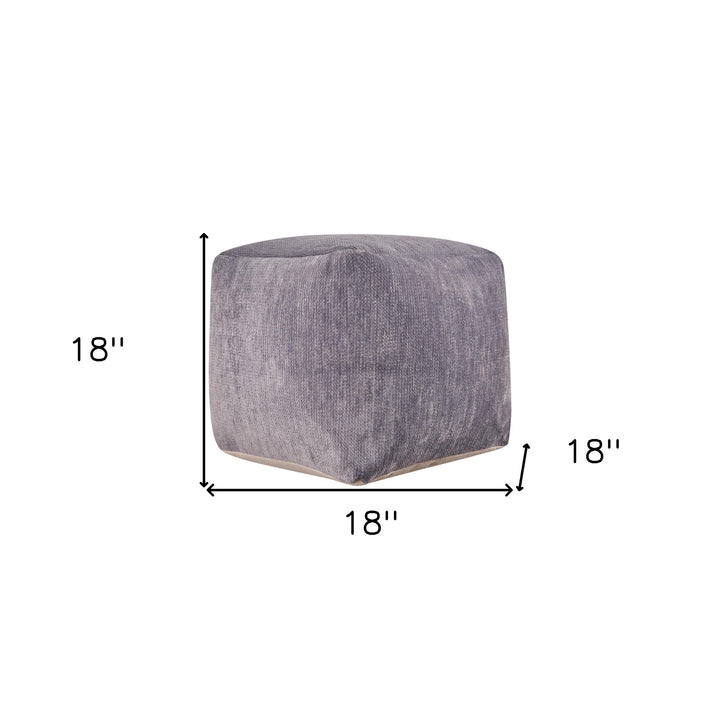 18" Gray Chenille Cube Pouf Ottoman