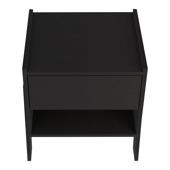 22" Black One Drawer Faux Wood Nightstand