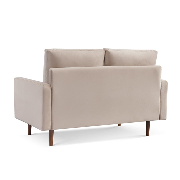 57" Beige And Dark Brown Velvet Loveseat