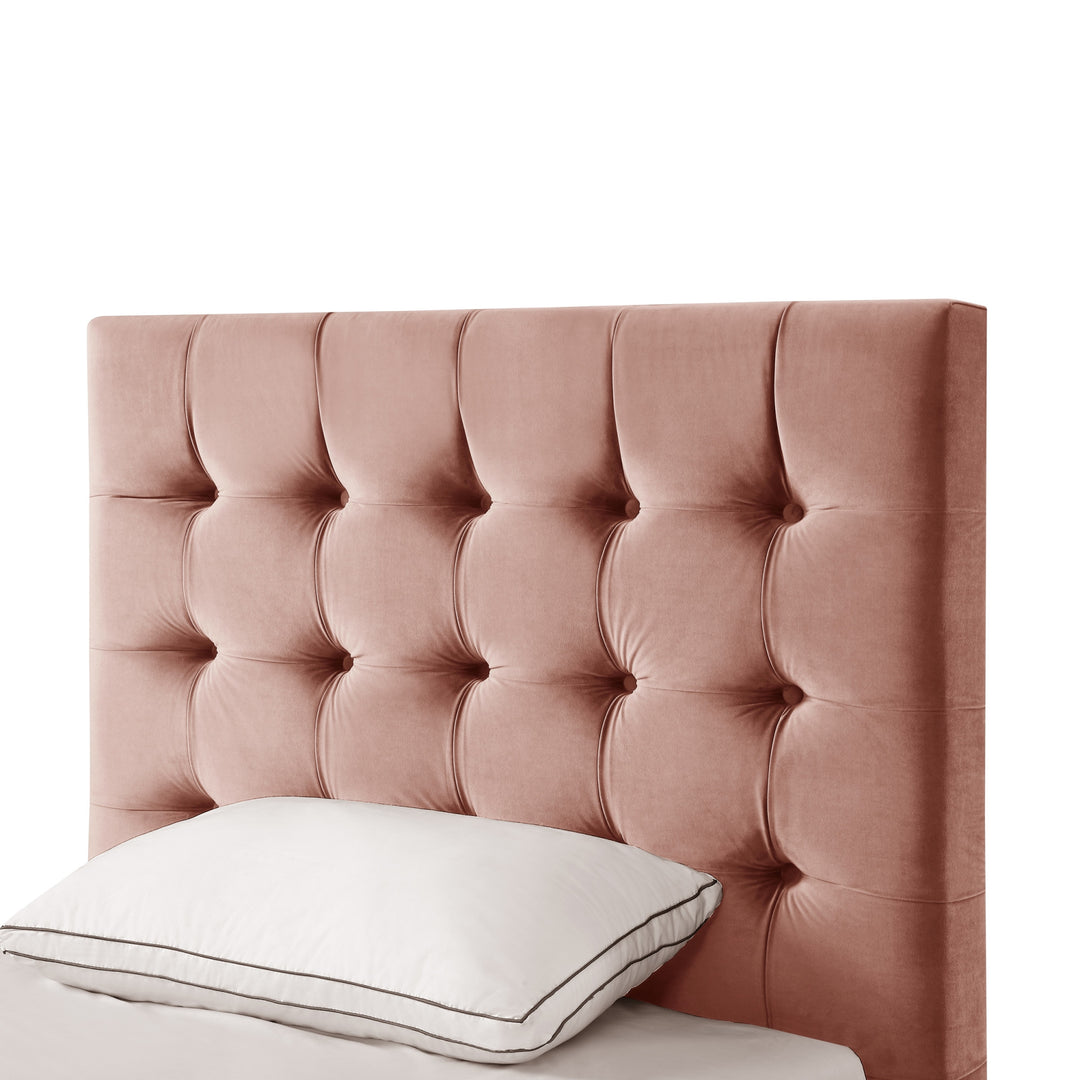 Beige Solid Wood King Tufted Upholstered Linen Bed