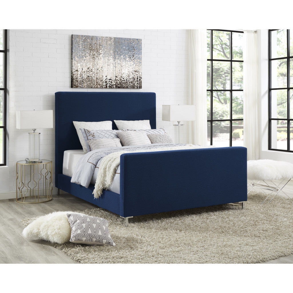 Gray Solid Wood Queen Upholstered Velvet Bed