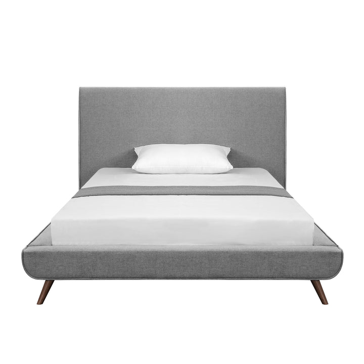 Charcoal Solid Wood Twin Upholstered Linen Bed