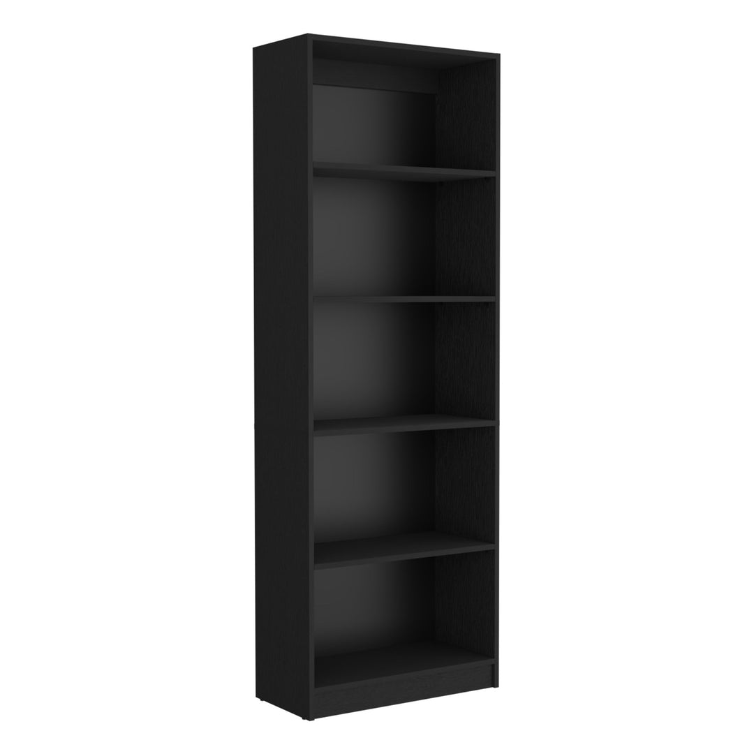 71" Black Five Tier Bookcase