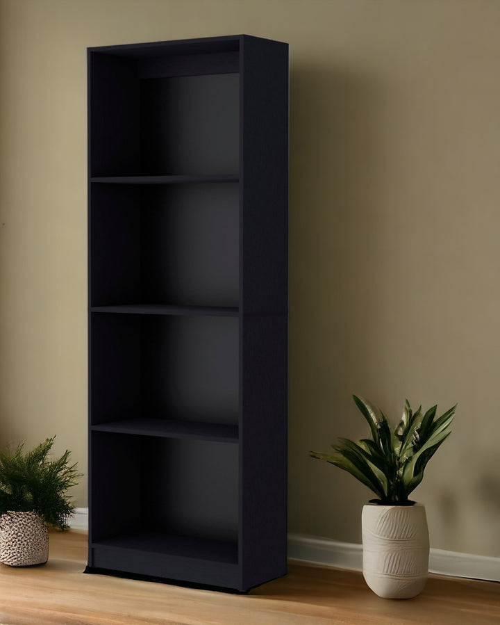 Set of Two 71" Black Bookcase With Two Doors