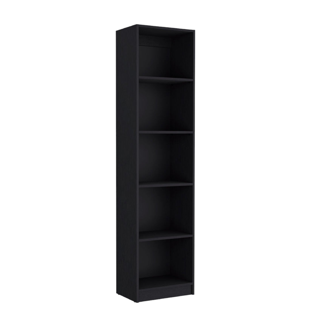 71" Black Five Tier Bookcase