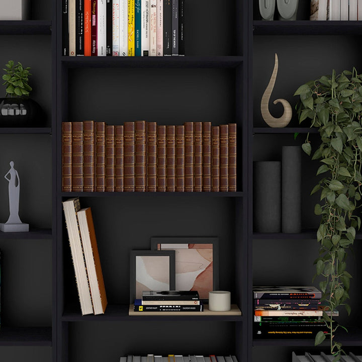 71" Black Four Tier Bookcase