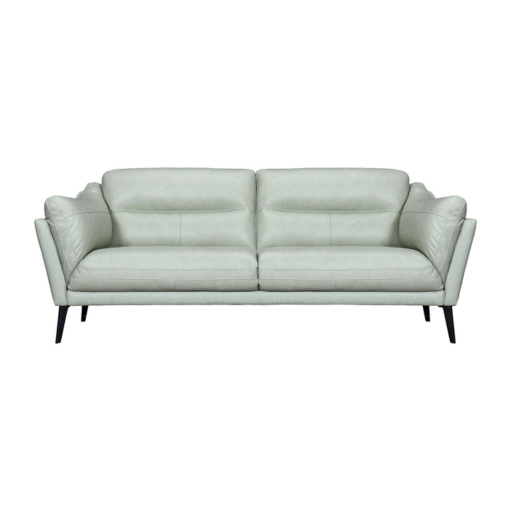 87" Mint Green Leather Sofa With Black Legs