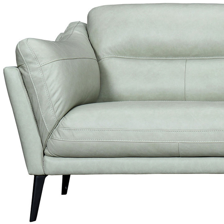 87" Mint Green Leather Sofa With Black Legs