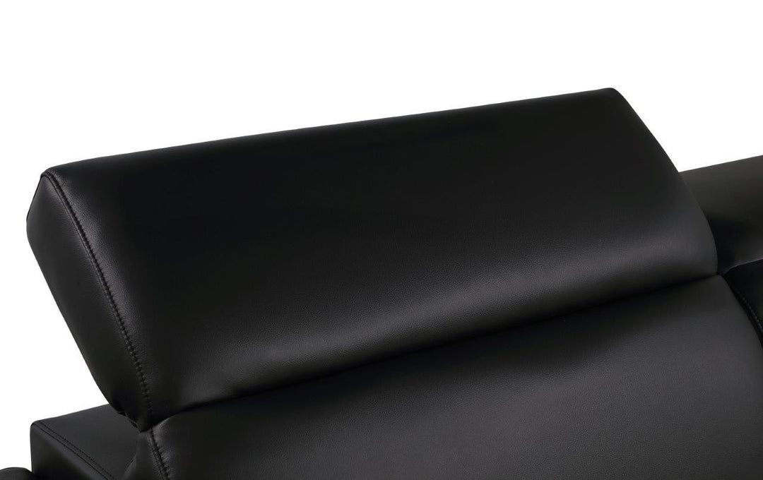 71" Black And Silver Genuine Leather Loveseat