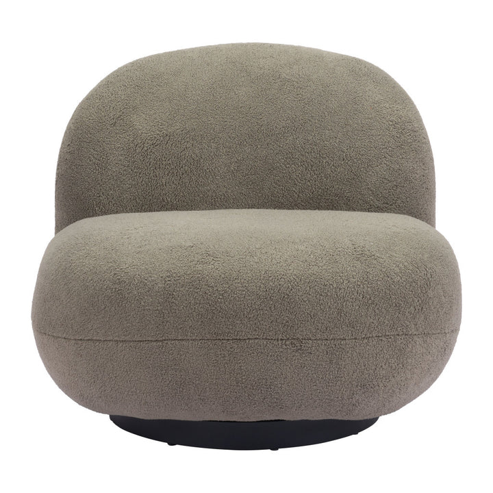 30" Khaki Green And Black Sherpa Slipper Chair