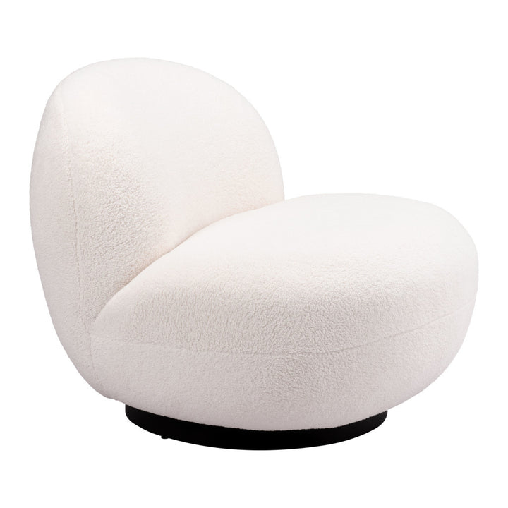 30" Cream And Black Sherpa Slipper Chair