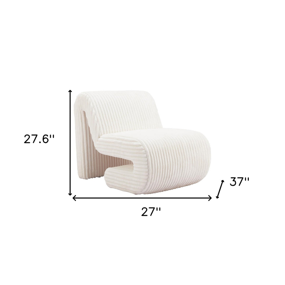 26" White Corduroy Contemporary Shaped Lounge Chair