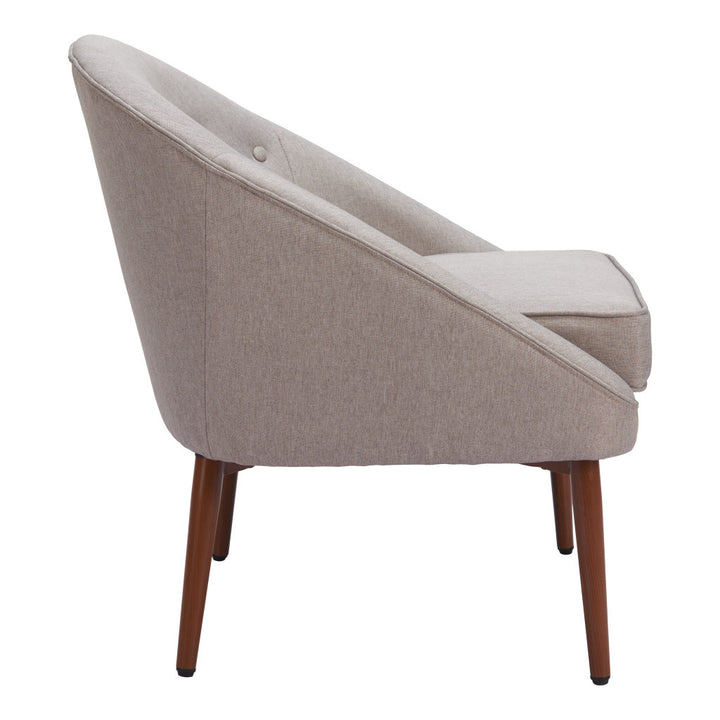 28" Gray And Brown Fabric Tufted Barrel Chair