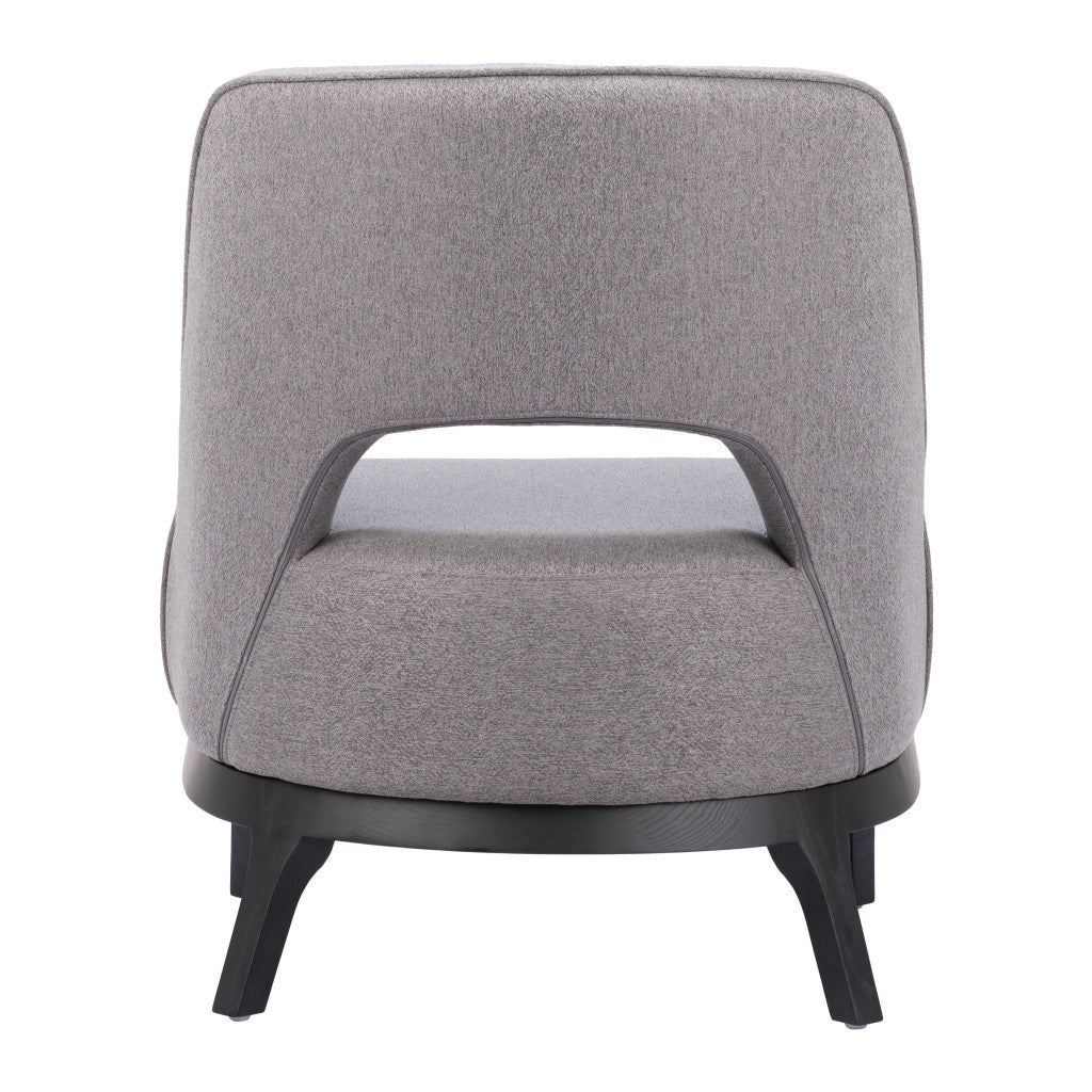 26" Gray And Black Fabric Lounge Chair