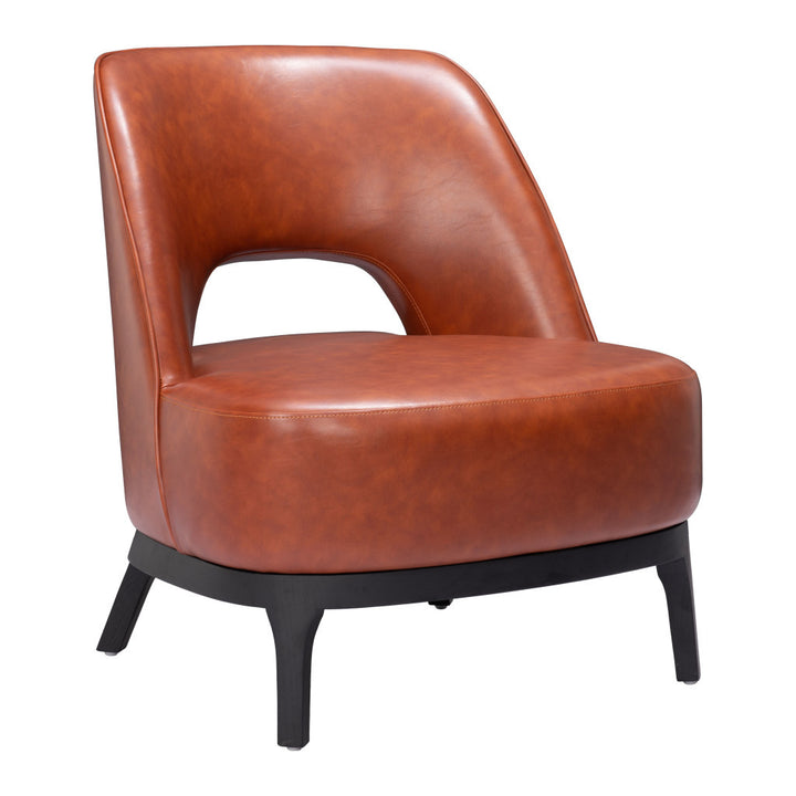 26" Brown And Black Faux Leather Lounge Chair