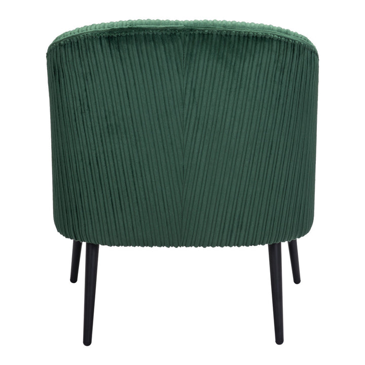 26" Green And Black Corduroy Tufted Arm Chair