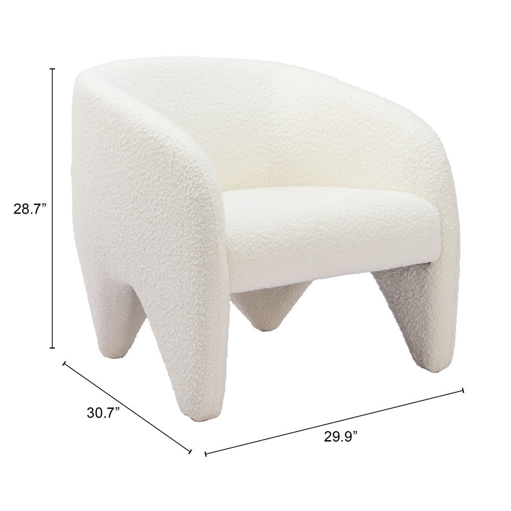 30" White Sherpa Arm Chair