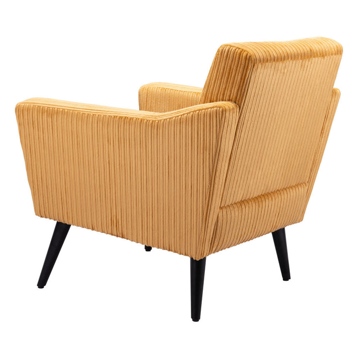 29" Yellow And Black Corduroy Tufted Arm Chair