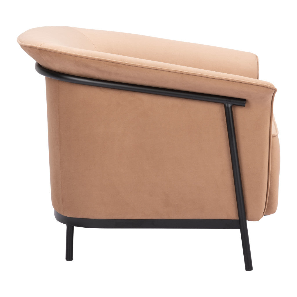 35" Tan And Black Fabric Arm Chair