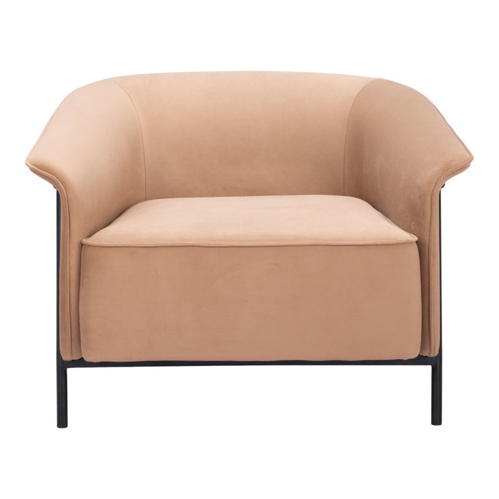 35" Tan And Black Fabric Arm Chair