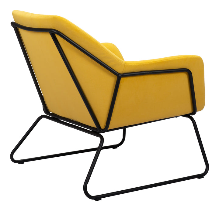 29" Yellow And Black Velvet Arm Chair