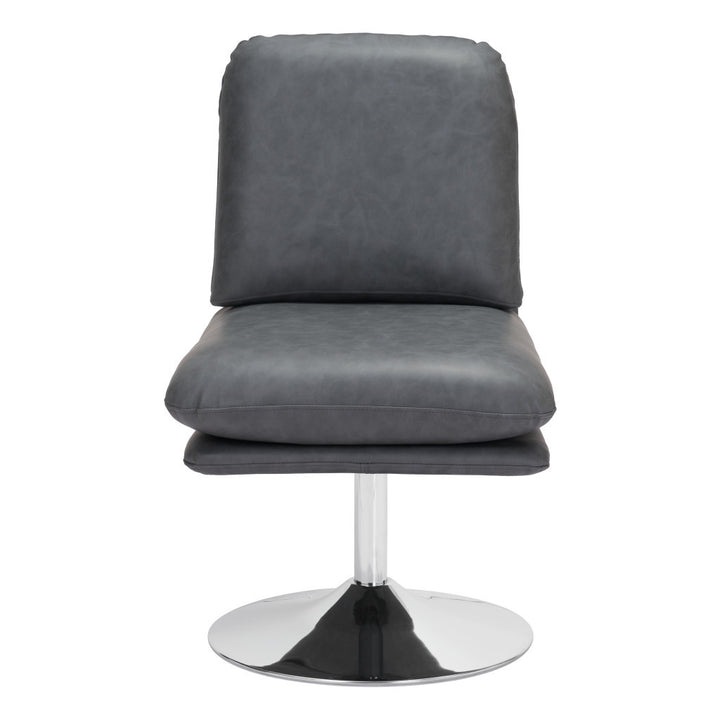 22" Gray And Silver Faux Leather Side Chair