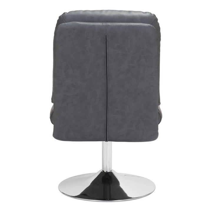 22" Gray And Silver Faux Leather Side Chair