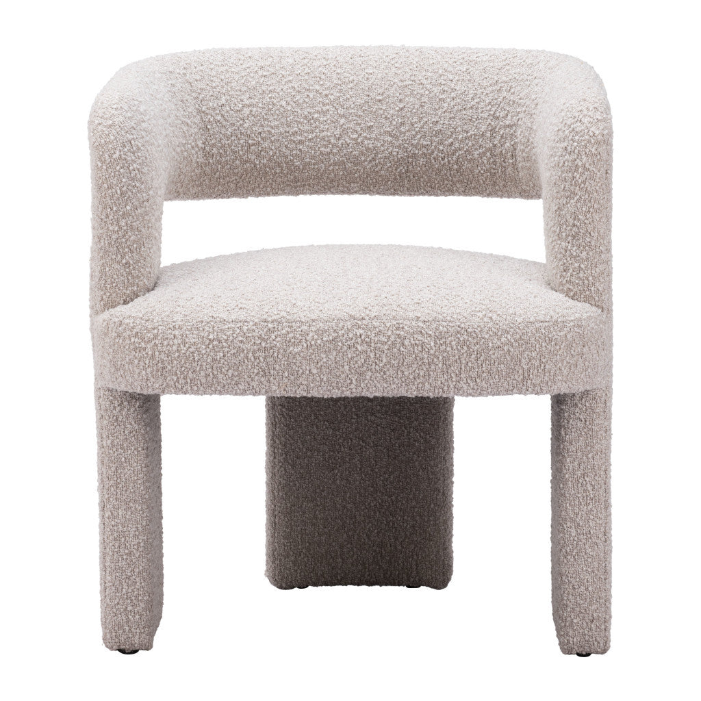 27" Beige Boucle Contemporary Arm Chair