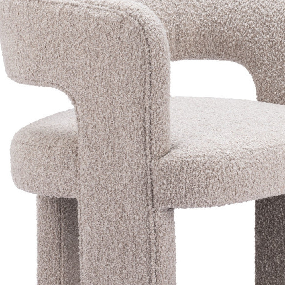 27" Beige Boucle Contemporary Arm Chair