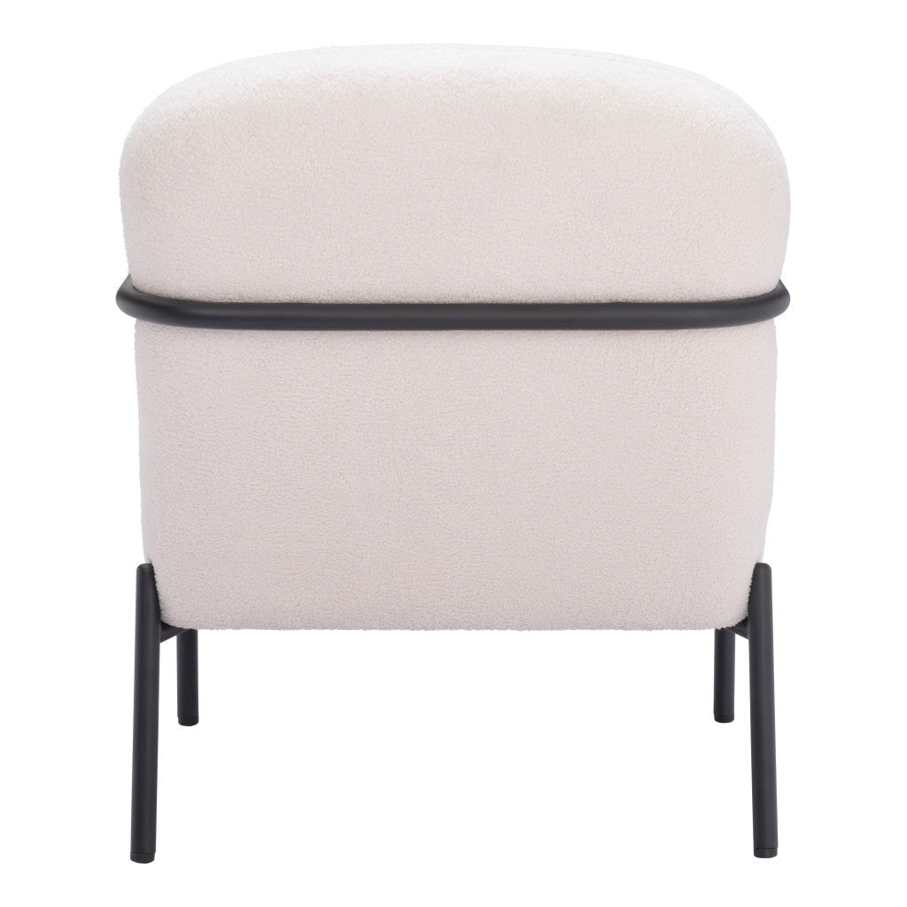 26" Ivory And Black Sherpa Arm Chair