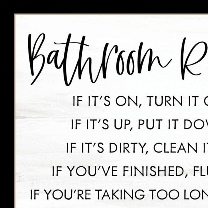 Set Of Two "Bathroom Rules" Black Framed Textual Art Wall Art