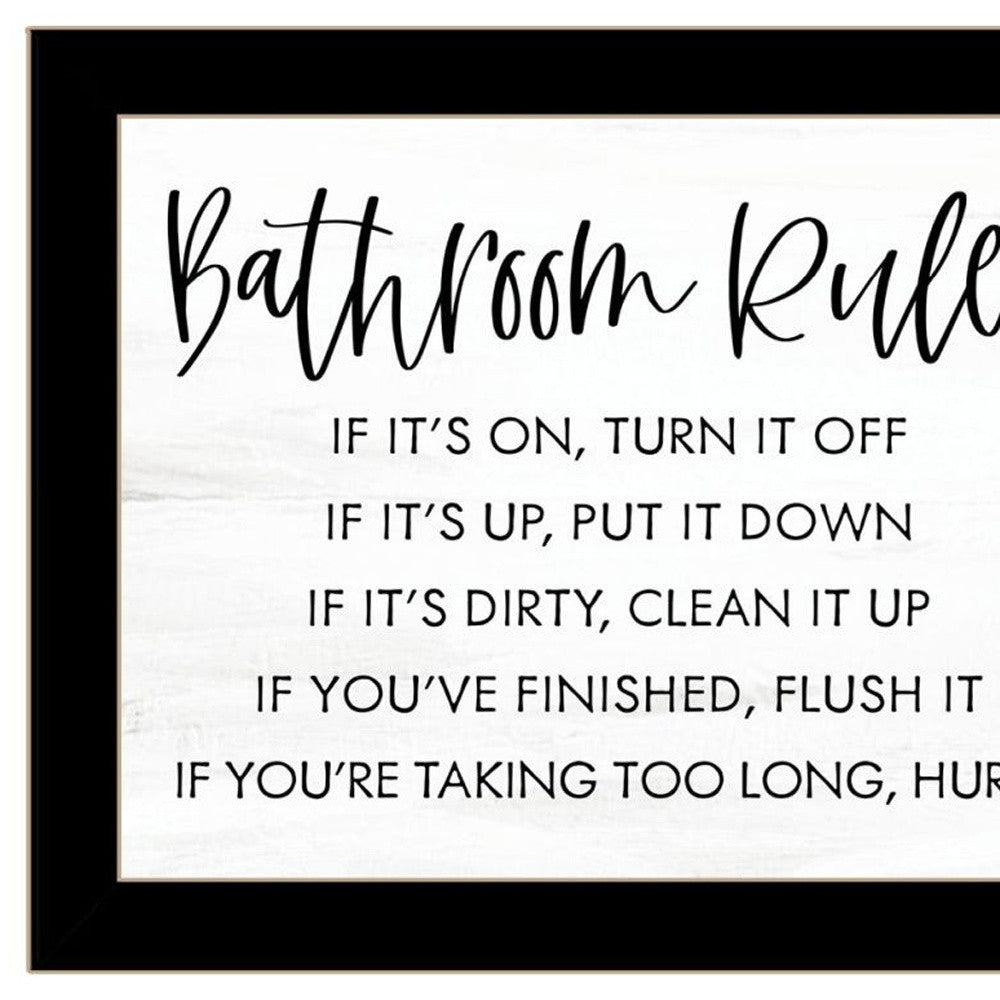 Set Of Two "Bathroom Rules" Black Framed Textual Art Wall Art